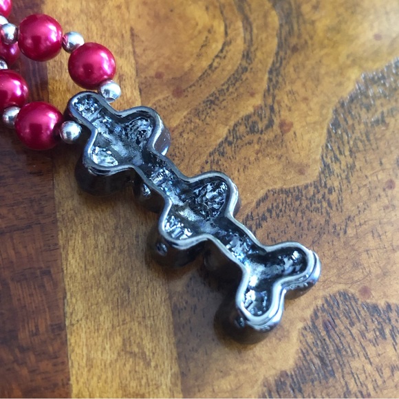 Handcrafted red Czech Pearl genuine ruby gemstone clasp necklace - Picture 9 of 12